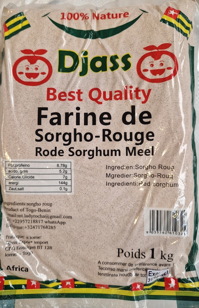 DJASS Farine De Sorgho Rouge 8x1kg.