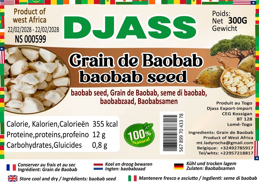 Djass Baobab Entir/Whole 15x300gm